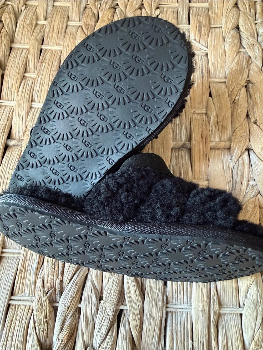 UGG Black Sherpa Slingback Slide